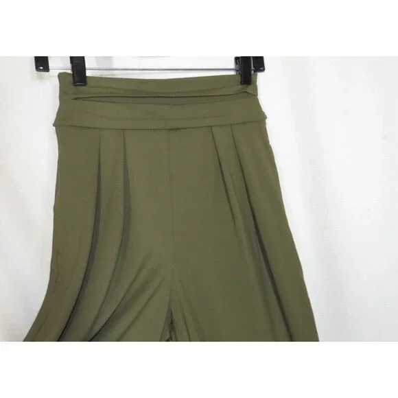 Halara Olive Super High Waist Flowy Wide Leg Pull On Side Pocket Pants Size XS - Picture 7 of 11